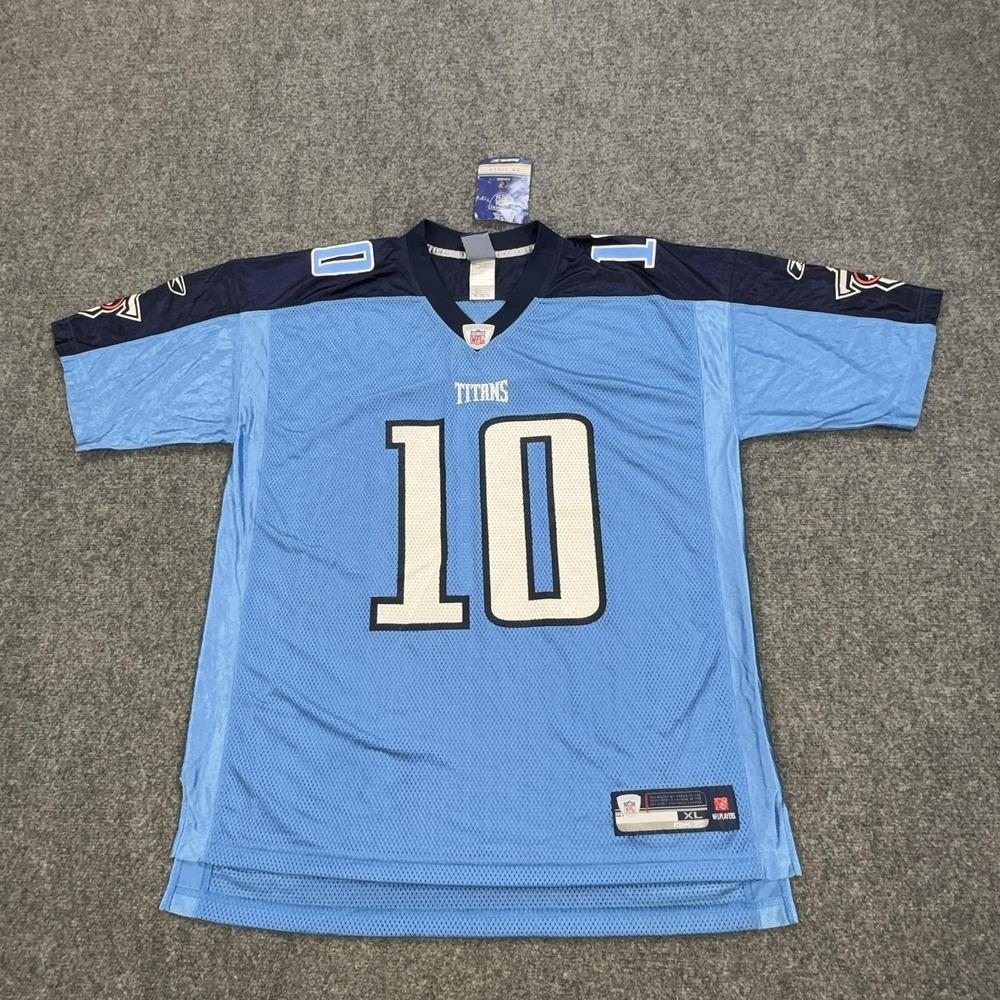 Tennessee Titans Football Jersey Mens XL Blue NFL Vince Young 10 Reebok On Field